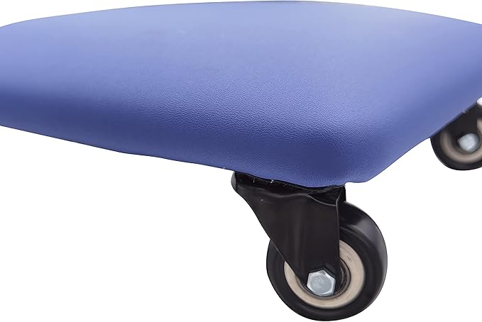 Btibpse Roller Seat 360 Degree Rotating Low Stool with Wheel Chair PU Leather Universal Swivel Wheels Stool for Home Office Fitness and Garage (Square Blue)