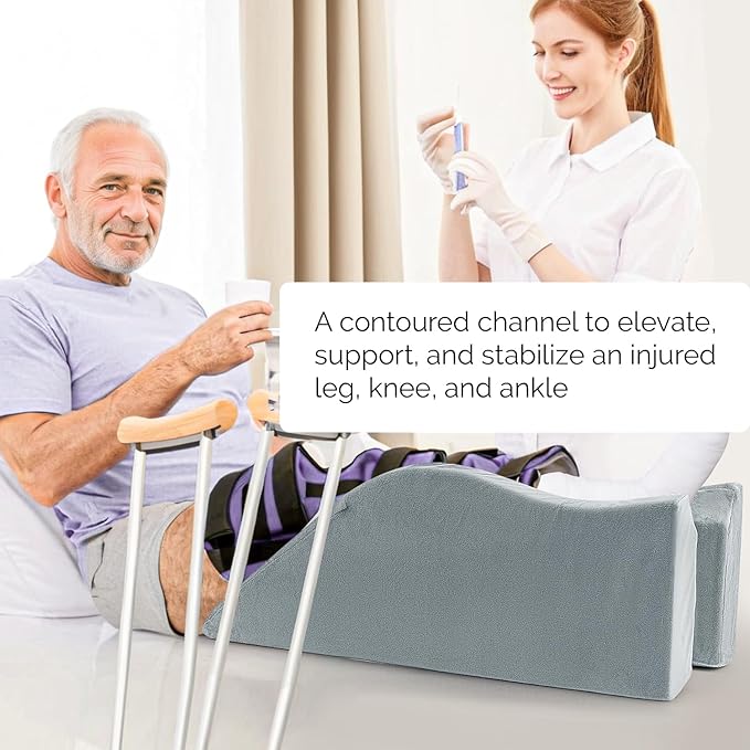 Dreamer Car Leg Elevation Pillow for After Surgery, Injury, or Rest, Ankle Fixation Leg Pillow, Supportive Memory Foam Wedge Pillow for Legs Pain Relief with Anti-Slip Base & 3 Handles