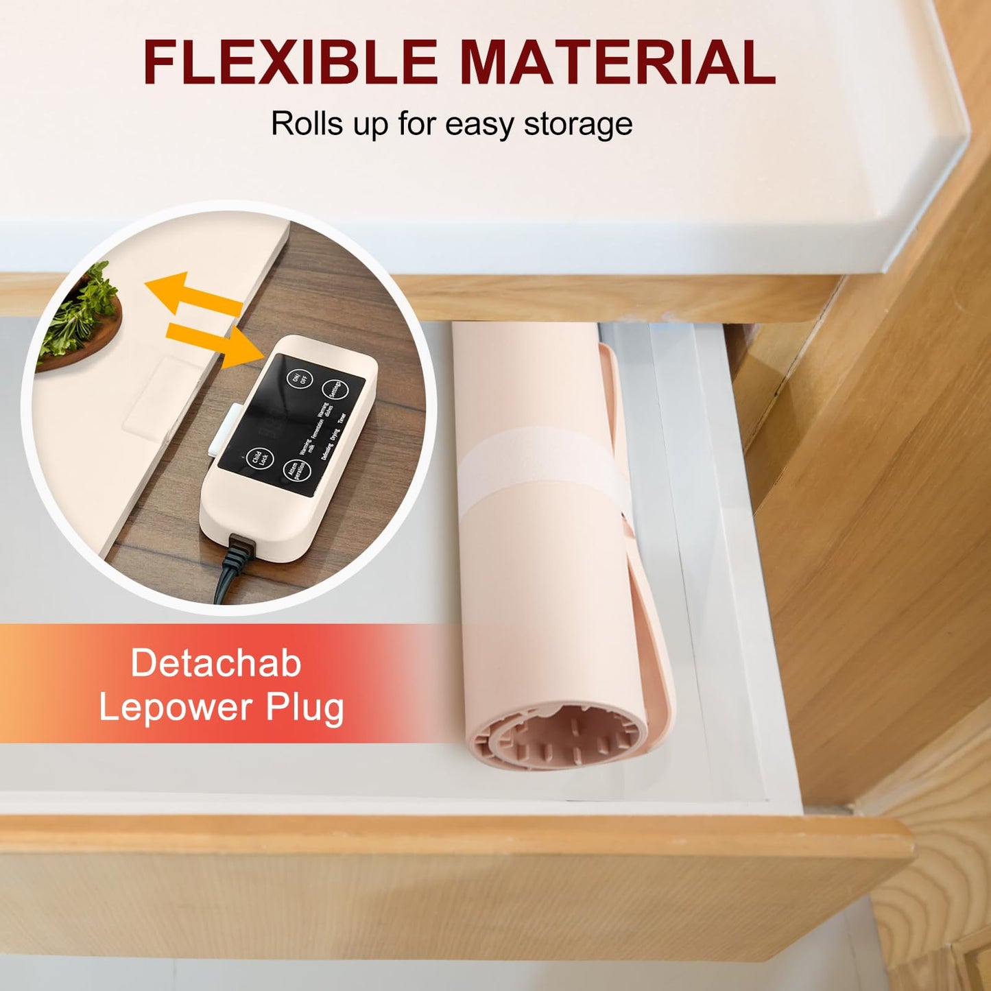 Electric Warming Tray - Full Surface Heating,Rollable & Portable,Premium Silicone Nano-Material,6 Temperature Settings,Auto Shut-Off -Versatile Food Warmer for Gatherings,Parties,Everyday Use