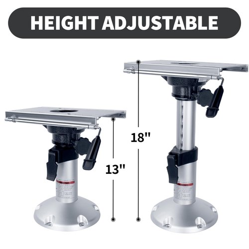 Manumarine Aluminum Adjustable Height Locking Boat Seat Pedestals with Slide 13 to 18 Inches for Boat Seats (1pcs)