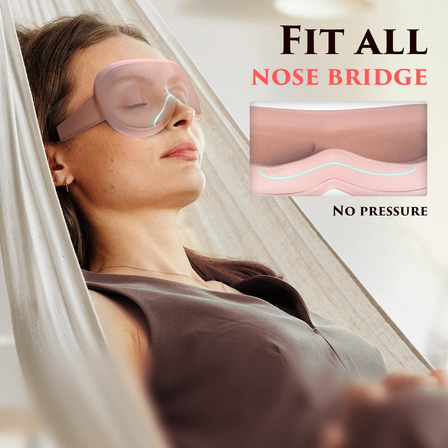 Weighted Eye Mask Cover for Sleeping - Eye Masks for Sleep with Adjustable Strap, Lash Extension Eye Covers for Women Men, 3D Contoured, Plane Travel Essentials, Blindfold for Meditation (Pink)
