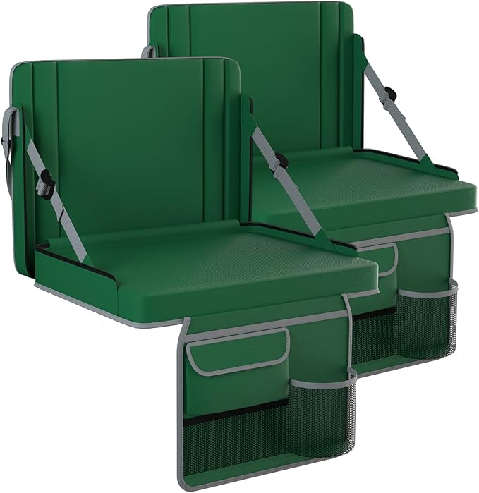 janiry Stadium Seats with Back Support 2PACKS Adjustable Bleacher Chairs with Back and Cushion Bleacher Seat with Cup Holder, Carry Handle & Shoulder Strap for Outdoor Sports Events, Picnics, Beaches
