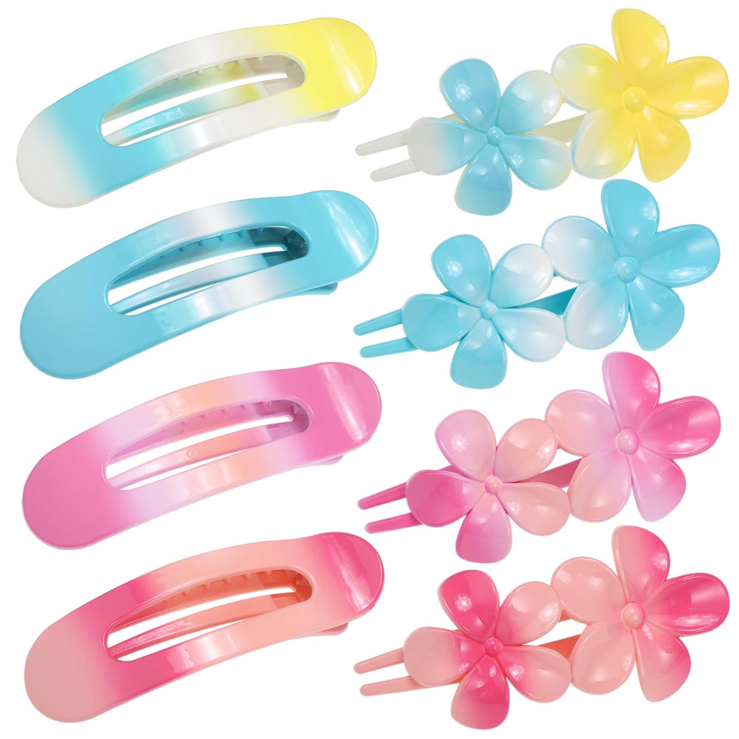 8 PCS Flat Hair Clips, Hawaii Flat Claw Clips 2 Styles Hair Claws for Women Girls Thin Hair