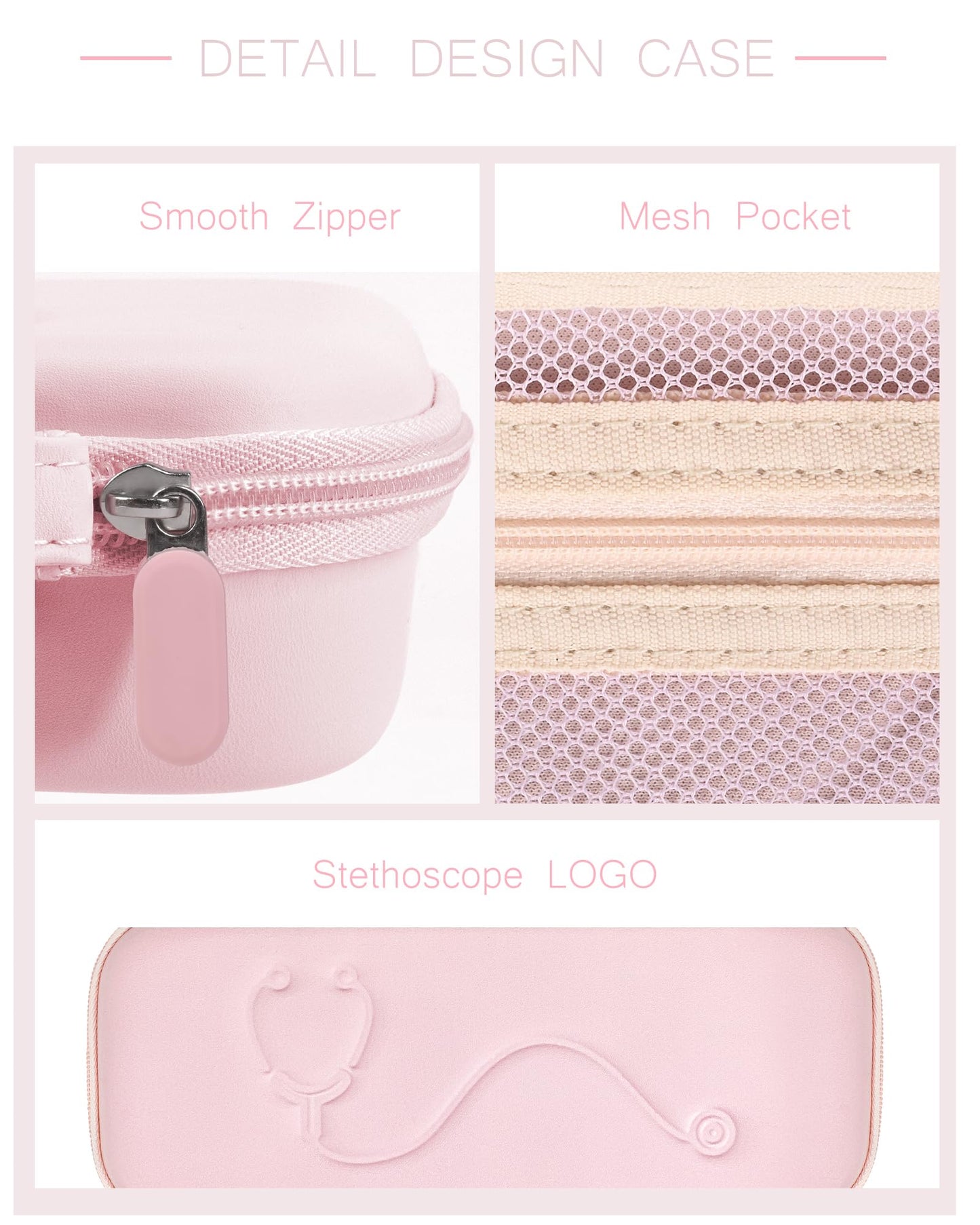 Hard Stethoscope Case for 3M Littmann Classic III, Lightweight II S.E, MDF Acoustica Stethoscope, Stethoscopes Carrying Case with Mesh Bag for Nurse Accessories Gauze Penlights Cotton Swabs