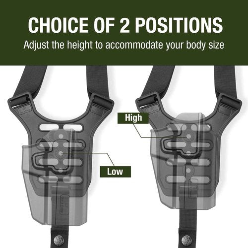 Shoulder Holster with Universal Double Mag Pouch, Fits Glock 17/19/34, Sig P226/P320, Beretta 92FS/M9, Colt 1911 (9mm), CZ 75 SP-01, HK USP, Ruger SR9, Springfield XD-M – RDS Compatible – Right Hand