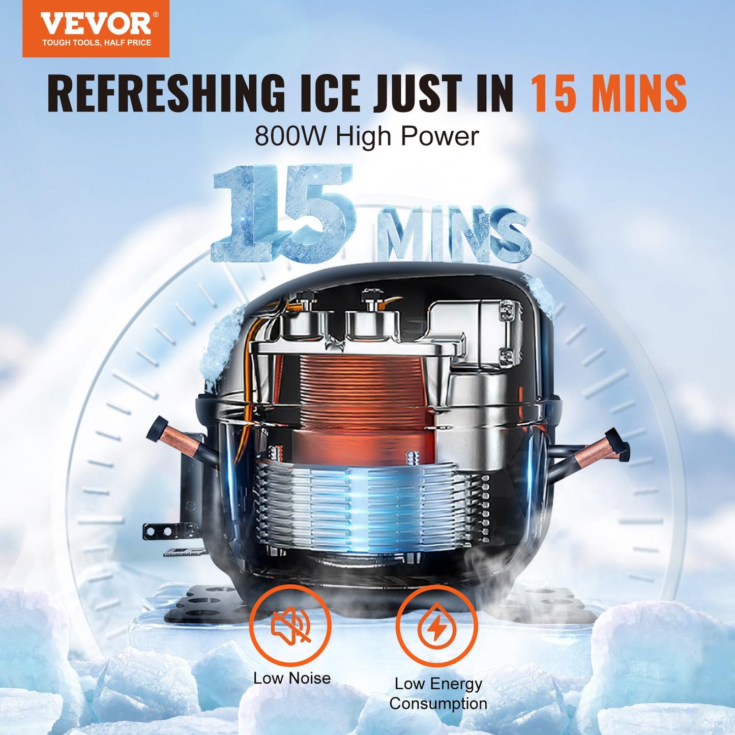 VEVOR Commercial Ice Maker, 400LBS/24H Ice Making Machine with 330.7LBS Large Storage Bin, 800W Auto Self-Cleaning Ice Maker Machine with 3.5-inch LED Screen for Business Bar Tested to UL Standards