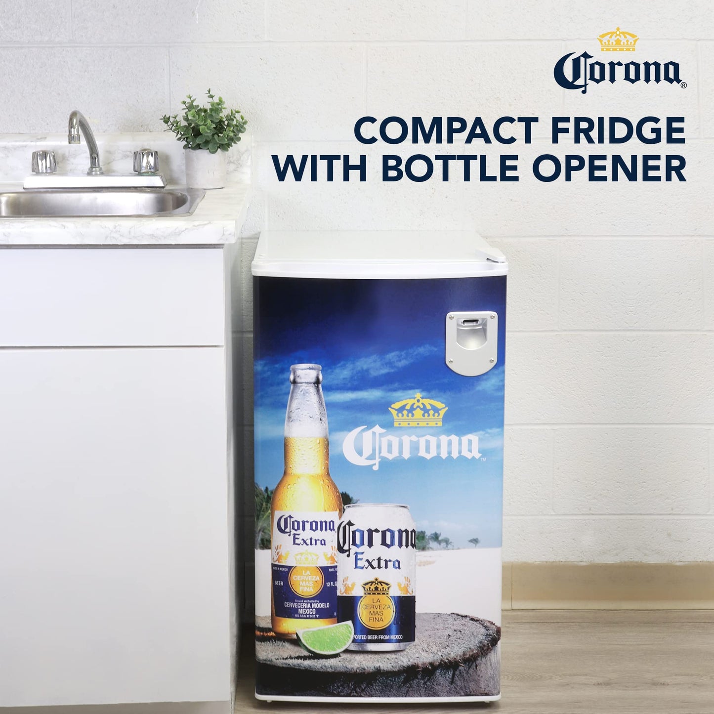 Corona Refrigerator - 3.2 Cubic Feet Capacity, White, Mini Fridge For Kitchen, Bedroom, Office, Dorms, Cuarto, Cool Storage For Wine, Drink, Beverages, Compact Free Standing, Neveras Pequeñpara