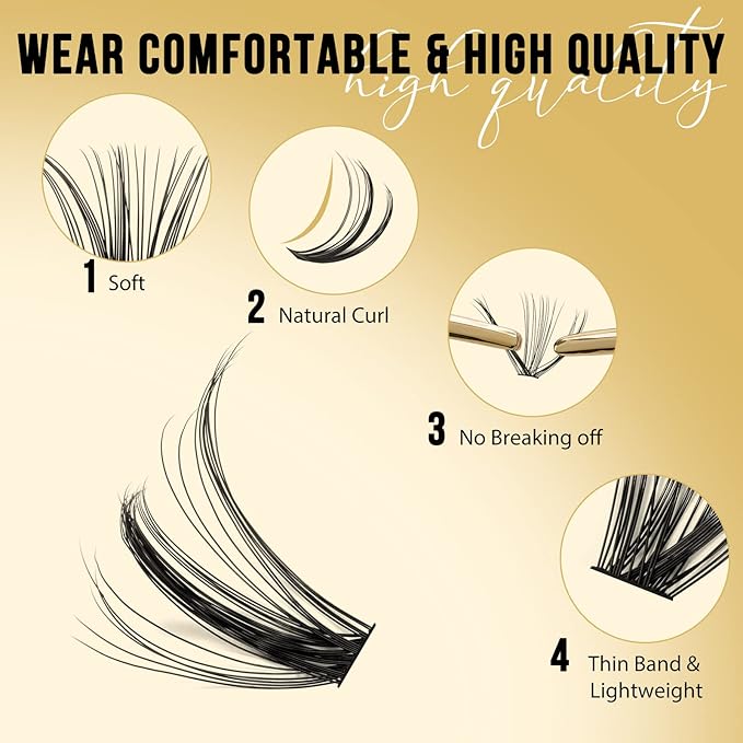 QUEWEL Lash Clusters 320Pcs Cluster Lashes 30D C Curl Lash Cluster Eyelash Extensions Mix9-16mm Individual Eyelashes Clusters Wispy Lash Clusters Thin Band Soft to Use at Home(30D C Mix9-16)