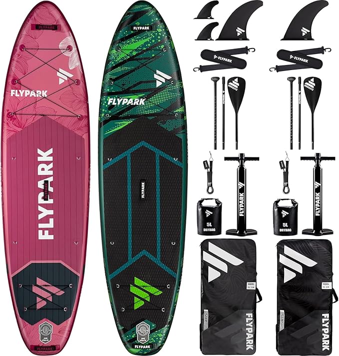 Flypark Couple Bundles｜11'x34''x6'' Extra Wide Inflatable Stand Up Paddle Boards, All Accessories+2, 116L Backpack, Should...