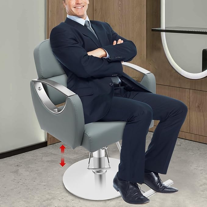 Barber Salon Chair, Salon Chairs for Hair Stylist,hair Chair with Heavy Duty Hydraulic Pump & Footrest, 360 Degrees Rolling Swivel Spa Beauty Equipment for Hair Stylist Women Man, 440 Lbs (Haze Blue)