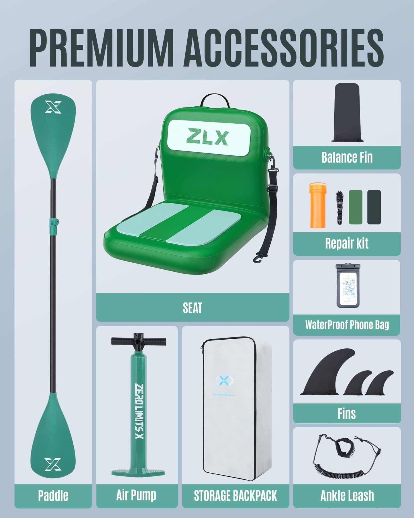 ZLX Inflatable Paddle Board with Seat, 10'6" Stand Up Paddleboard for Adults, Non-Slip Stable SUP, Unique Center Fin, Premium Accessories, Portable Blow Up Paddle Boards for Beginner, All Skill Levels