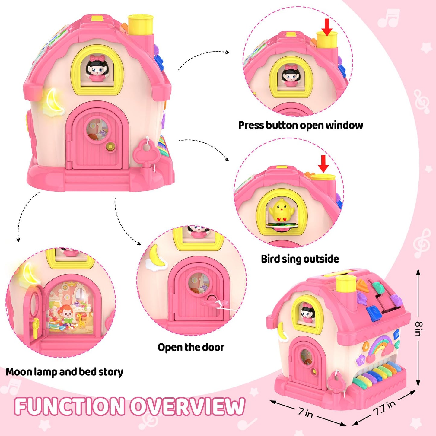 Fidecexv Montessori Toys for 1 Year Old Girl Gifts, 12-in-1 Musical House Toddler Learning Toys for 1-2, 1st First Birthday Gifts for Girls and Boys Baby 6-12 12-18 6-24 Months