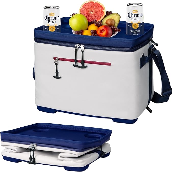 ADDIMOR 40Can Collapsible Cooler Box, Versatile Insulated Leakproof Cooler Bag with Hard Inserts and 4 Cup Holders, Large ...