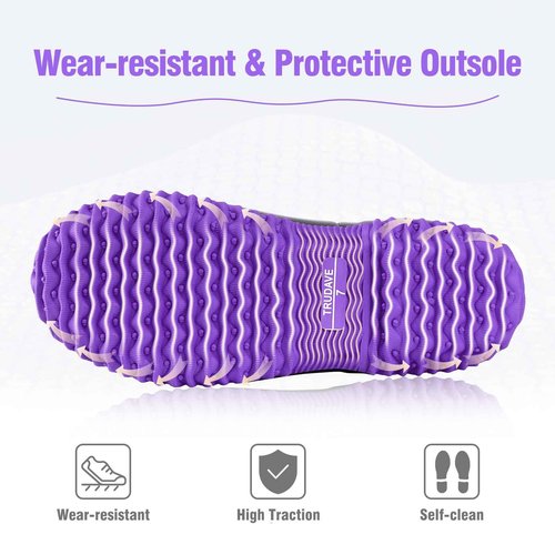 Trudave Rubber Boots for Women, Mid Calf Rain Boots, Womens Waterproof Boots, Neoprene Insulated Outdoor Work Mud Boots for Hunting Farming Gardening Fishing, Purple, Size 9
