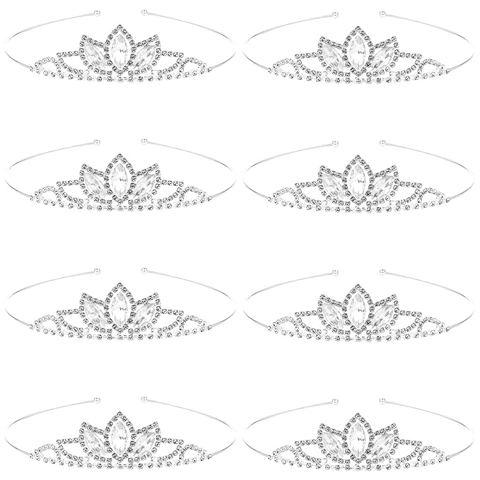 Tihebax Tiaras Crowns for Women Girls 8 Pcs Silver Princess Tiaras Rhinestones Bulk Crown Tiara Headbands Rapunzel Crown f...