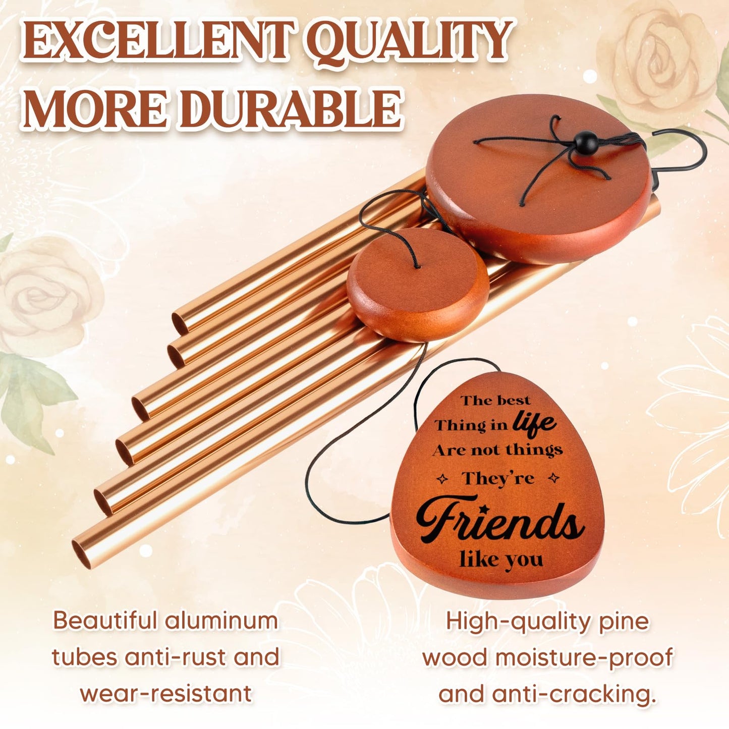 Friendship Gifts for Women, Best Friend Birthday Gifts for Women, Friends, Bestie, Soul Sister, Female, Friend Gift Wind Chimes for Birthday, Thanksgving, Christmas, BFF Friendship Gift Ideas