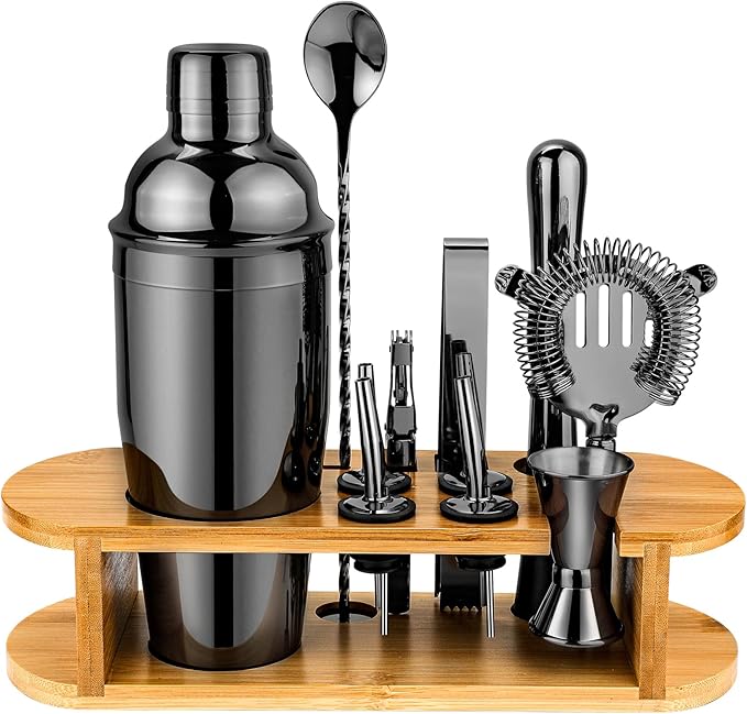 Cocktail Shaker Set Bartender Kit with Stand, Stainless Steel Drink Mixer Set with All Essential Accessories, Professional...