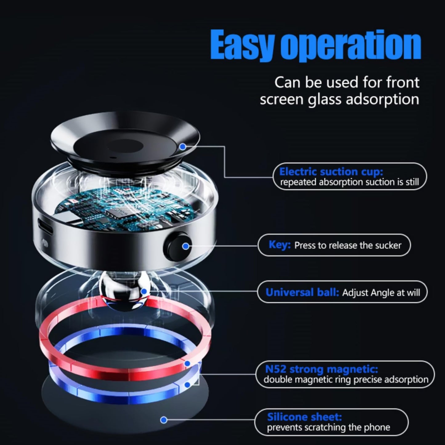 Muuto For Magsafe Car Mount, 360 Rotating Car Magnetic Phone Holder, Strong Adsorption Car Holder Windshield Dashboard Universal