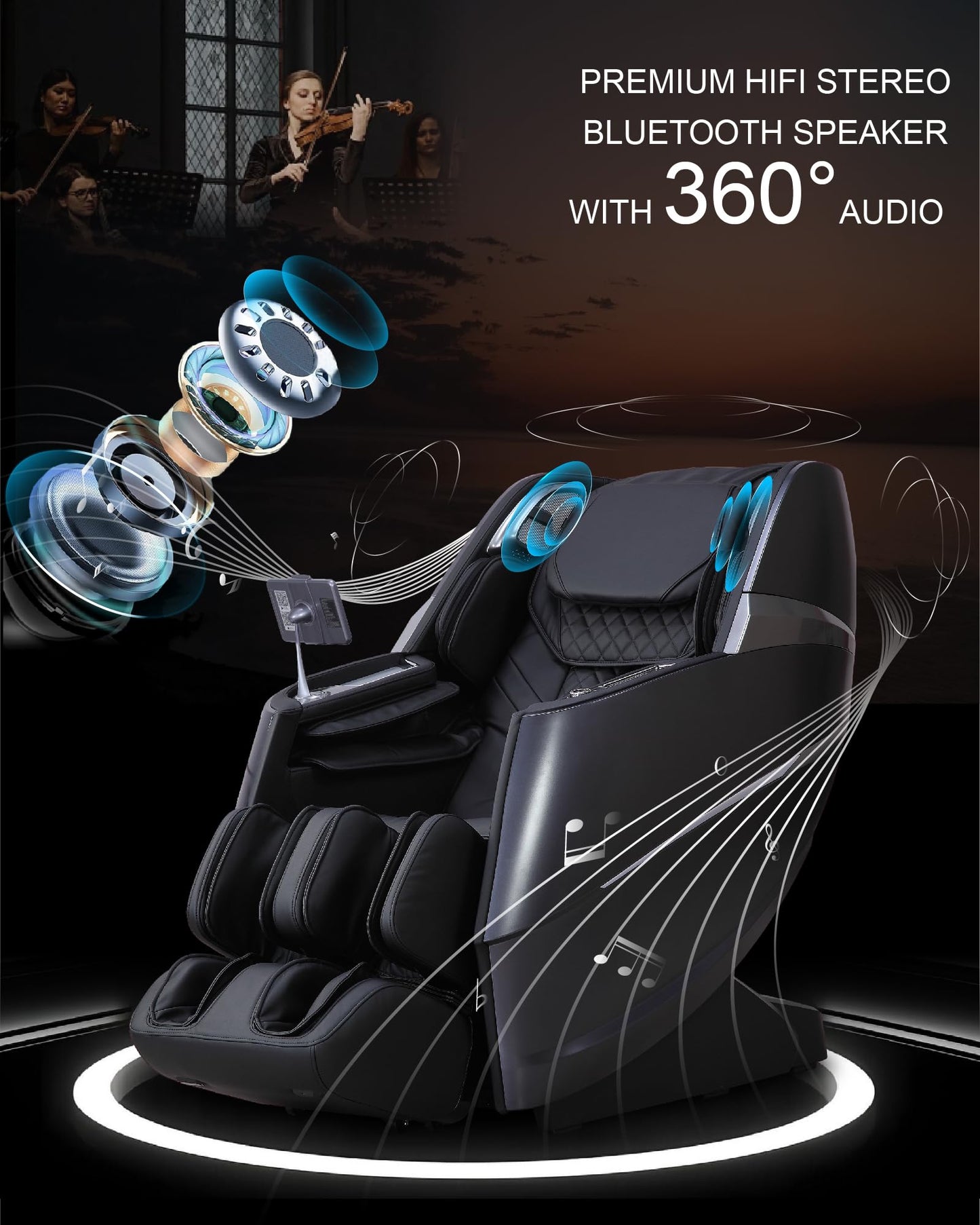 MeitFith Upgrade 4D Massage Chair Zero Gravity Massage Chair Full Body and Recliner AI Voice Control Auto Legrest Calf & Foot Rollers Heated Program Customization Black