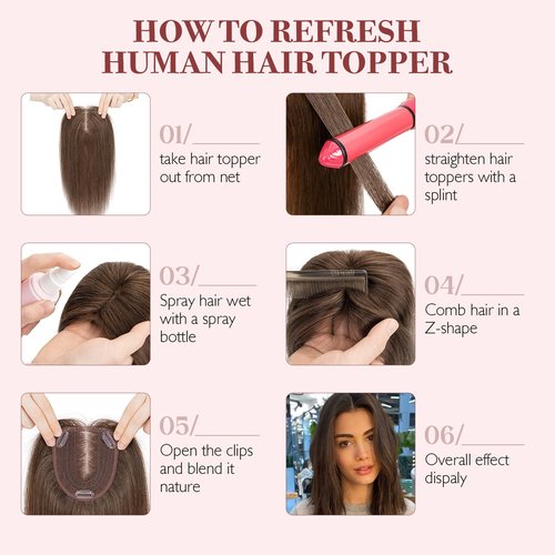 S-noilite Hair Toppers for Women 100% Real Human Hair, 10x12 Upgrade Base Ombre Light Blonde Remy HairToppers for Women with no Bangs 10inch 35g #Ombre Light Blonde