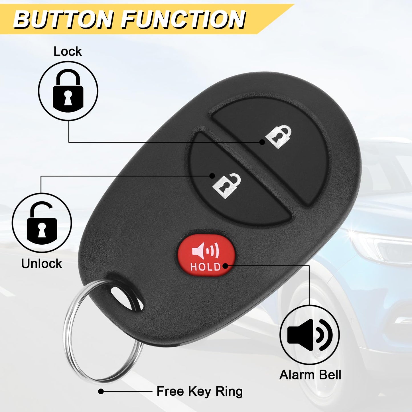 Key Fob Replacement For 2008-2013 Toyota Highlander/ 08-18 Sequoia/ 04-17 Sienna/ 05-16 Tacoma/ 07-18 Tundra Car Keyless Entry R