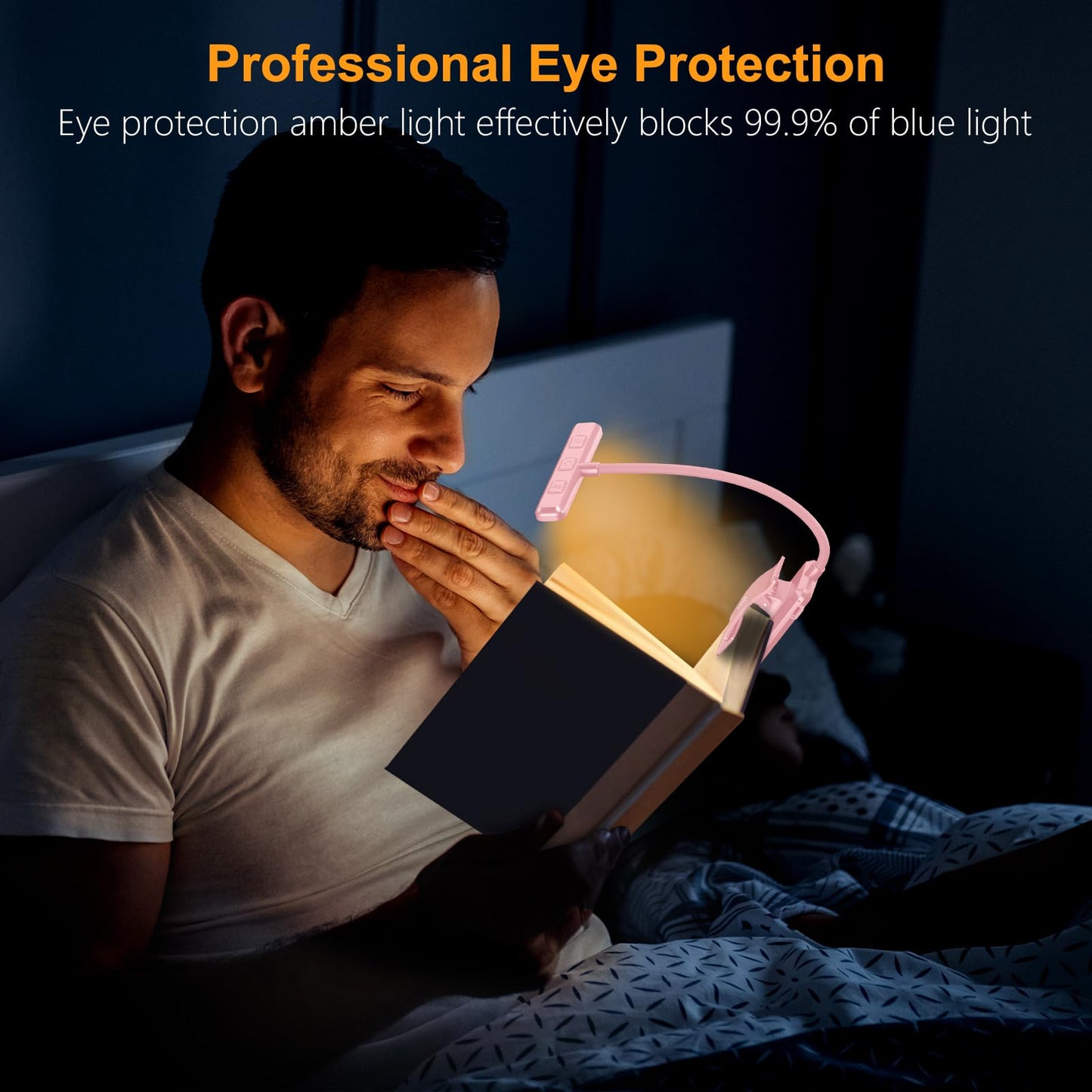 Gritin 19 LED Rechargeable Book Light for Reading in Bed with Memory Function- Eye Caring 3 Color Temperatures,Stepless Dimming Brightness,80 Hrs Runtime Clip on Light for Book Lovers-Pink