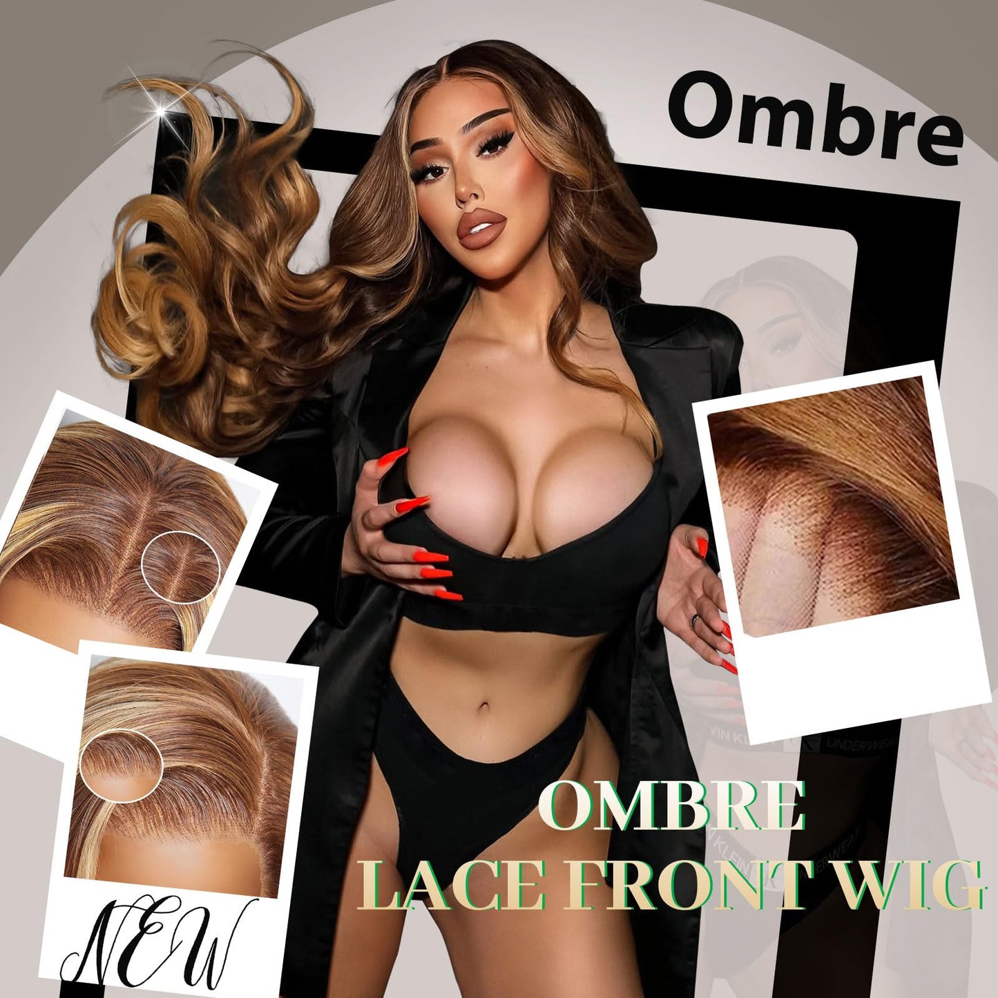 Shciyair Honey Blonde Ombre Lace Front Wig Human Hair 200 Density 26 Inch 13x4 HD Lace Front Wigs Human Hair Pre Plucked HD Lace