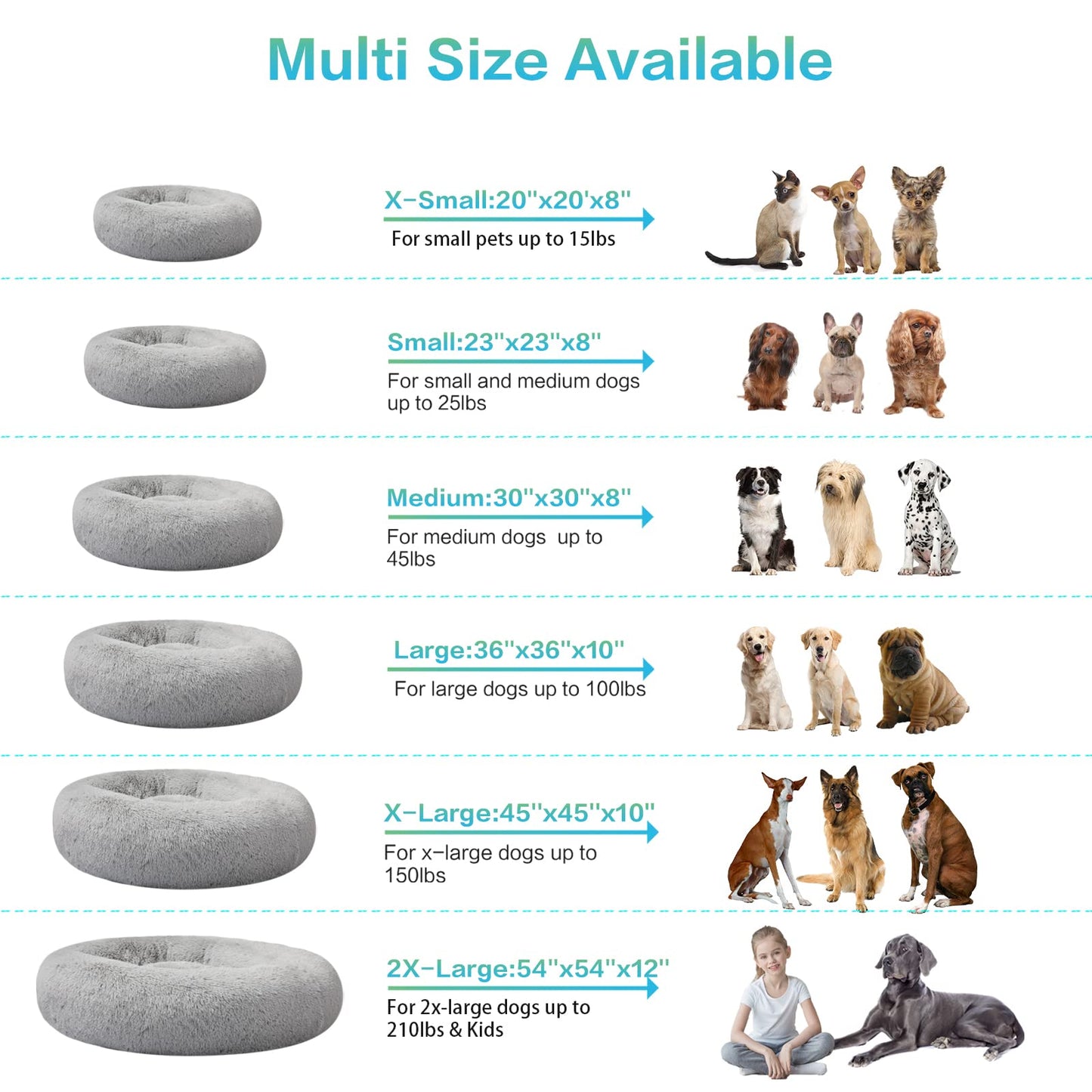 SAVFOX Plush Calming Dog Beds, Donut Dog Bed for Small Dogs, Medium, Large & X-Large, Comfy Cuddler Dog Bed and Cat Bed in Faux Fur, Washable Dog Bed, Multiple Sizes S-XXL