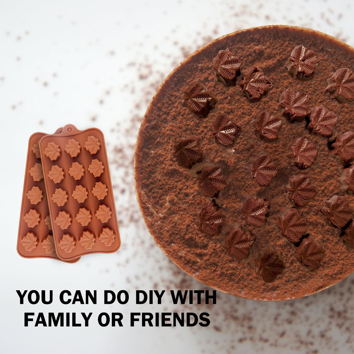 DOERDO 2Pcs Maple Leaf Candy Mold Silicone Chocolate Mold Candy Baking Mold for Thanksgiving Fall Party DIY Baking Tool, 30 Slots