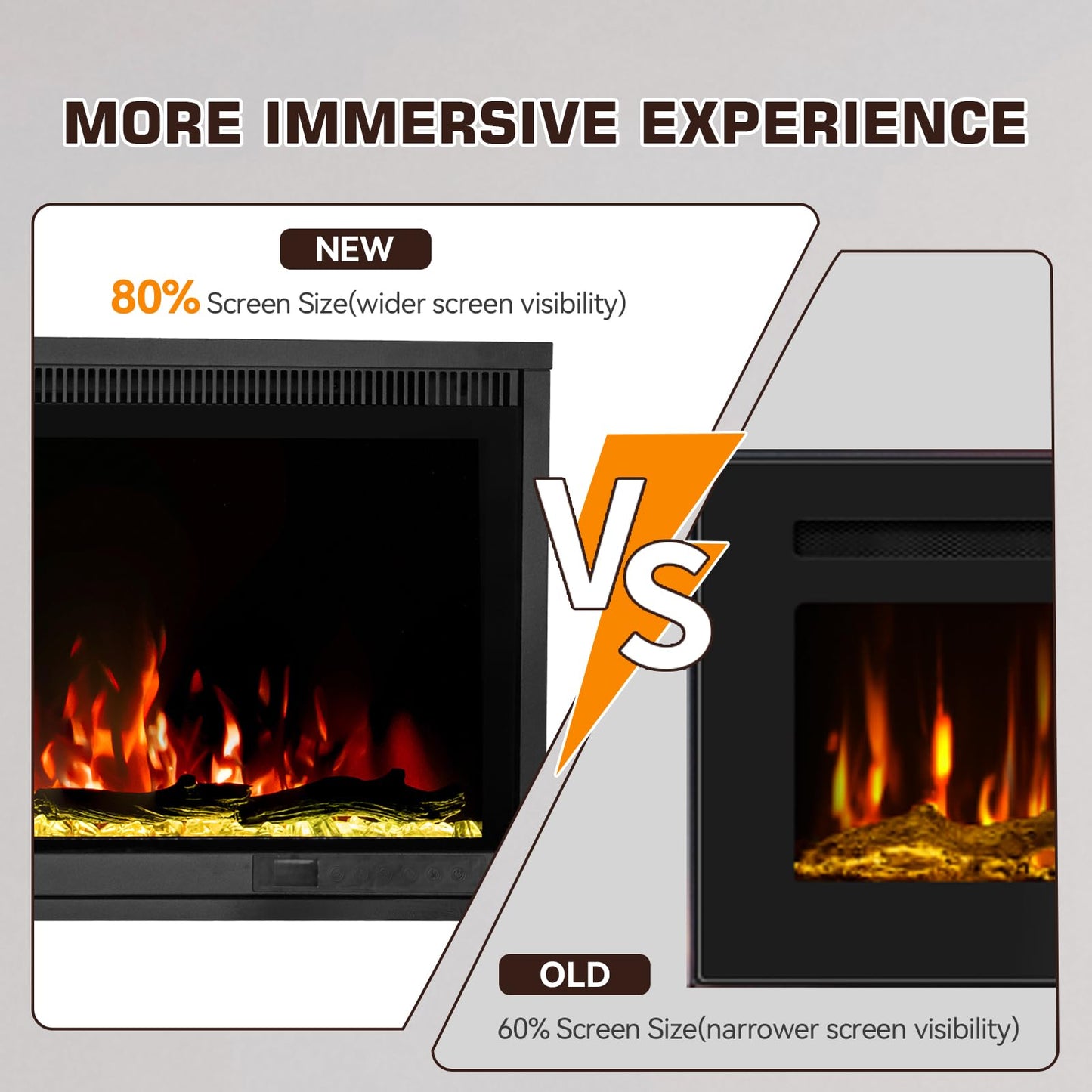 Kukoofyer 40" Electric Fireplace, Ultra-Narrow Bezel Recessed & Wall Mounted Fireplace Heater, Adjustable Color Flame, Linear Fireplace, Timer, Touch Screen, Remote Control, Log & Crystal, 750/1500W