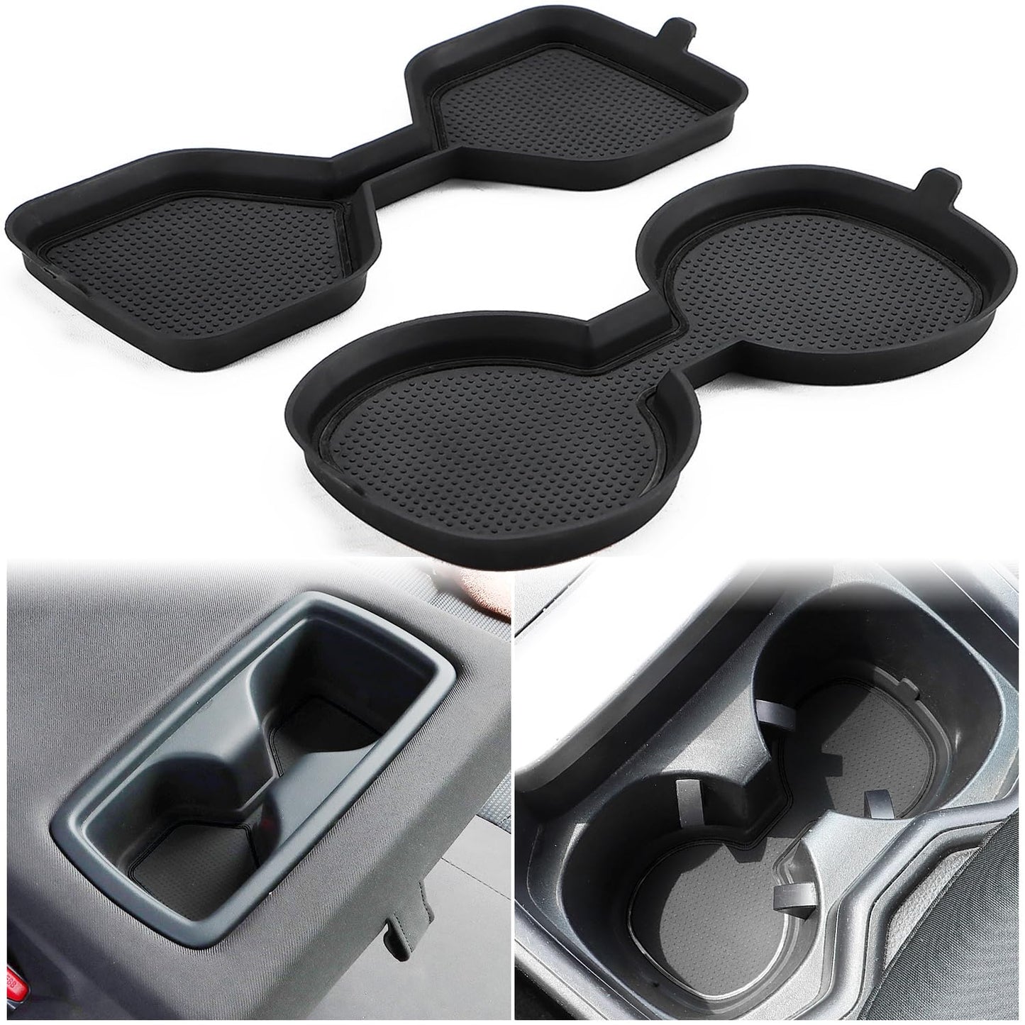 Auovo 3D Cup Holder Inserts for Toyota RAV4 Accessories 2025 2024 2023 2022 2021 2020 2019 Silicone Center Console Cup Holder Coaster Liner Mat Pad Interior Trims (Black, 2pcs kit)