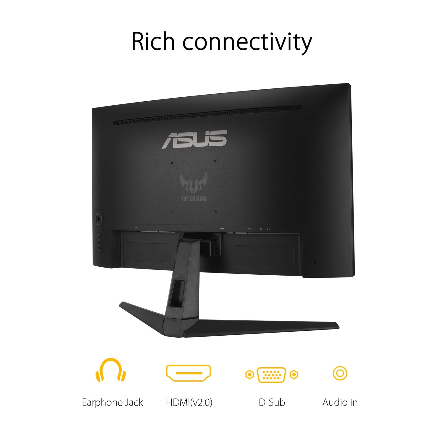 ASUS TUF Gaming VG27VH1B 27” Curved Monitor, 1080P Full HD, 165Hz (Supports 144Hz), Extreme Low Motion Blur, Adaptive-sync, FreeSync Premium, 1ms, Eye Care, HDMI D-Sub, Black