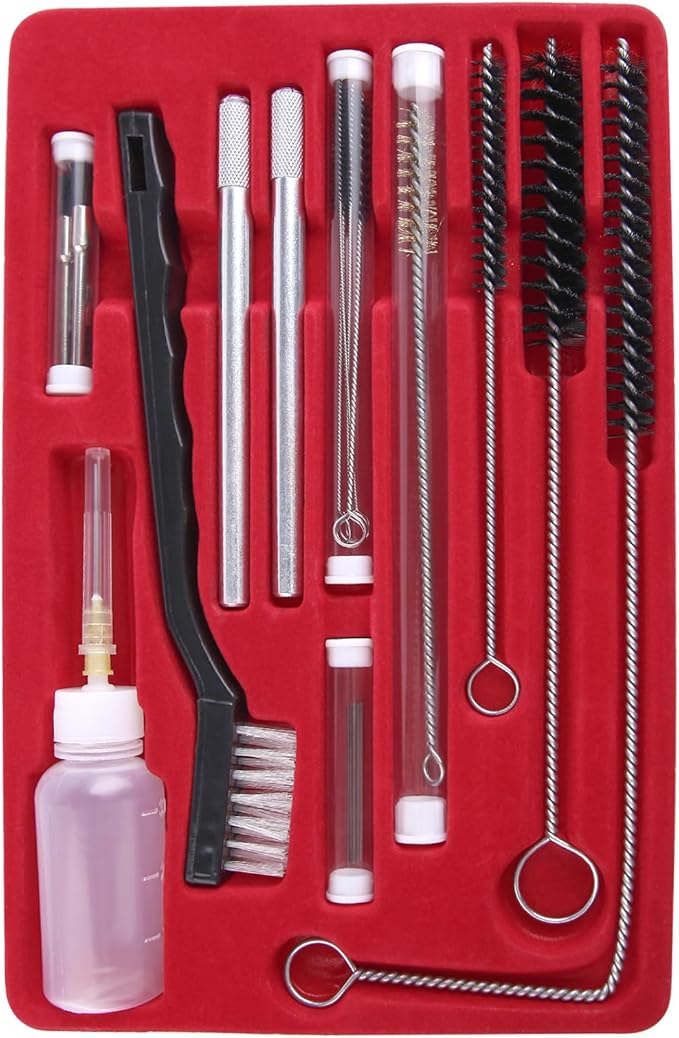 23 Pcs Air Spray Gun Cleaning Kit, Automotive Use Airbrush Cleaning Kit for Cleaning HVLP Paint Gun Airbrush Nozzles, Multi-Purpose Airbrush Set with Nylon Brush Mini Brush Needle and Bottle