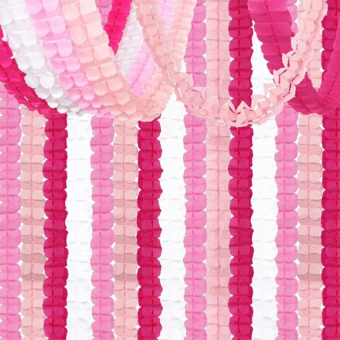 Rose-Red Pink-White Party-Decorations Streamers Garland - 157Ft Four-Leaf Clover Hanging Banner,Wedding Girl Birthday Baby...