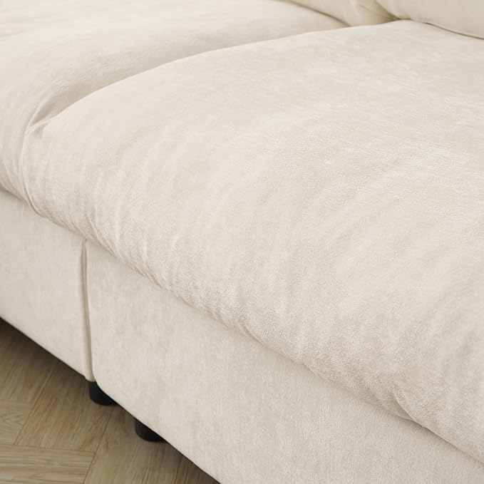 Cloud Couch Modular Sectional Sofa,134" L Shaped Couch, Oversized Convertible Wide Seater,4 Seater with Ottoman for Living Room Set, Covers Washable&Replaceable,Beige