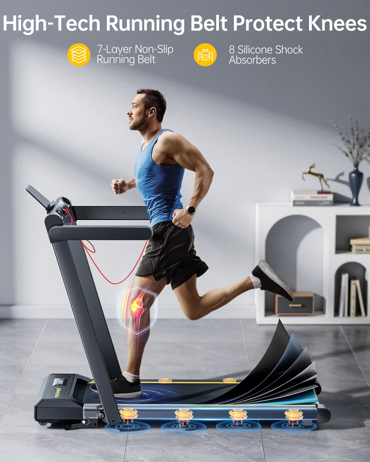 TOPUTURE Walking Pad Treadmill with 12% Incline and Handle Bar, 4 in 1 Folding Treadmill for Home/Office, Under Desk Treadmills Portable Walking Pad with App & Bluetooth Speaker, 0.6-10MPH