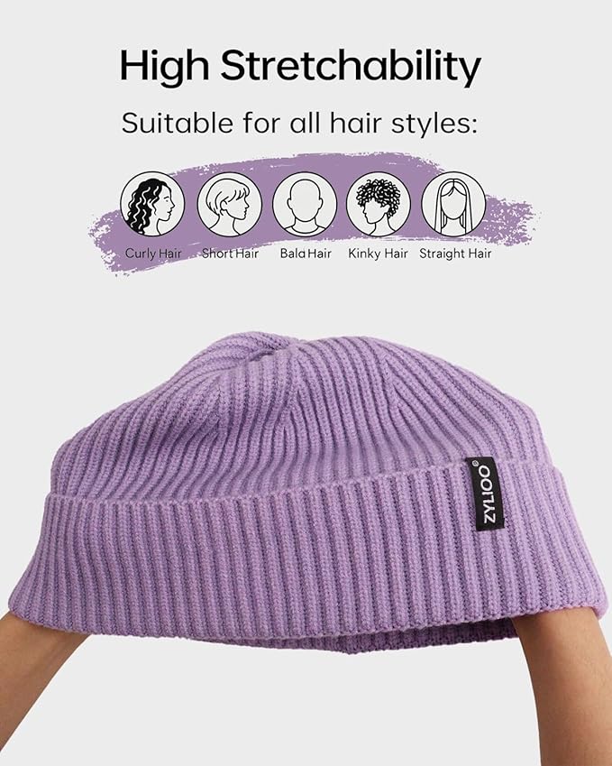 Zylioo Oversize Beanie Hats, XXL Big Size Ribbed Knit Cuffed Winter Hat for Cold Weather, Warm Skull Watch Cap