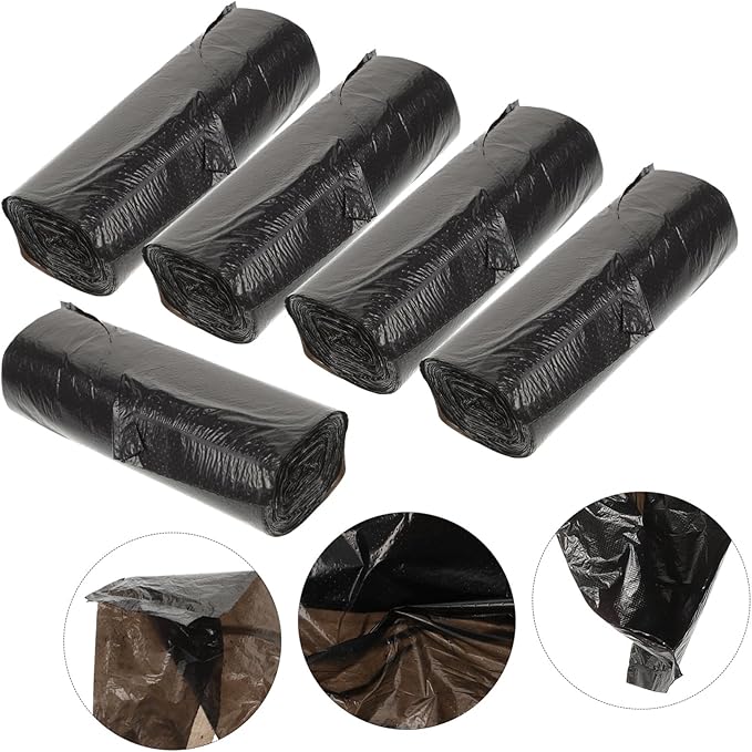 GANAZONO 100pcs Thickened Biodegradable Plastic Garbage Bags Strong Trash Liners for Home Kitchen Bathroom Office Disposable Handheld Refuse Bags Black