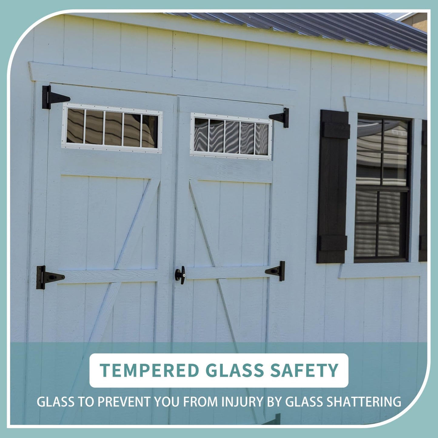 Tandefio 2 Pack 10'' x 29'' White Flush Mount Shed Transom Window with Tempered Glass Household Windows with Screws for Chicken Coop Sheds Barns Playhouse