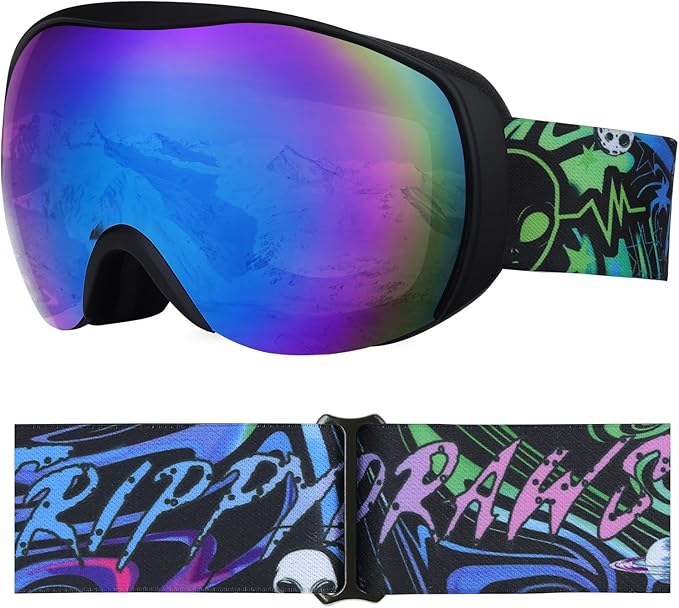 OTG Kids Ski Goggles Kids Snowboard Goggles for Boys Girls Toddler Youth Kid Snow Goggles Anti-Fog UV400 Protection