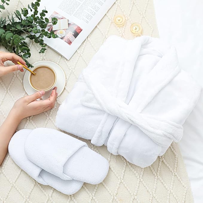 Spa Luxetique Robe and Slippers Spa Set Women, Christmas Gifts, 6pcs Flannel Soft Bath Robe, Bath and Body Works Bath Sets with Slippers, Body Lotion, Bath Bombs, Robe Sets for Women