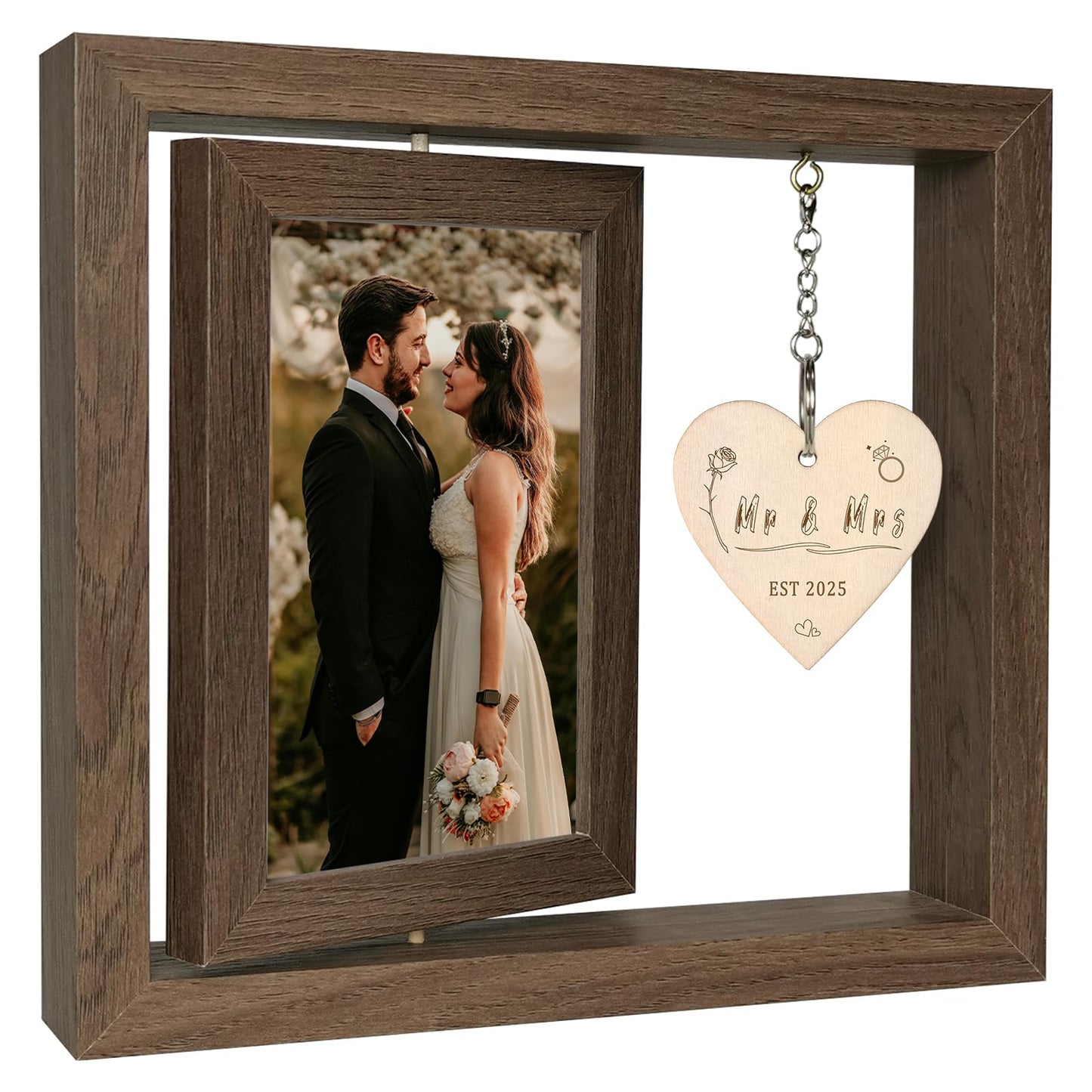EYITUPC Rotating Wedding Picture Frame Gift for Bride – Bridal Shower Gift, Bride to Be Engagement Gifts for Couples, Mr and Mrs Wedding Photo Frame – Newlywed Gifts 2025 (Display Two 4x6)