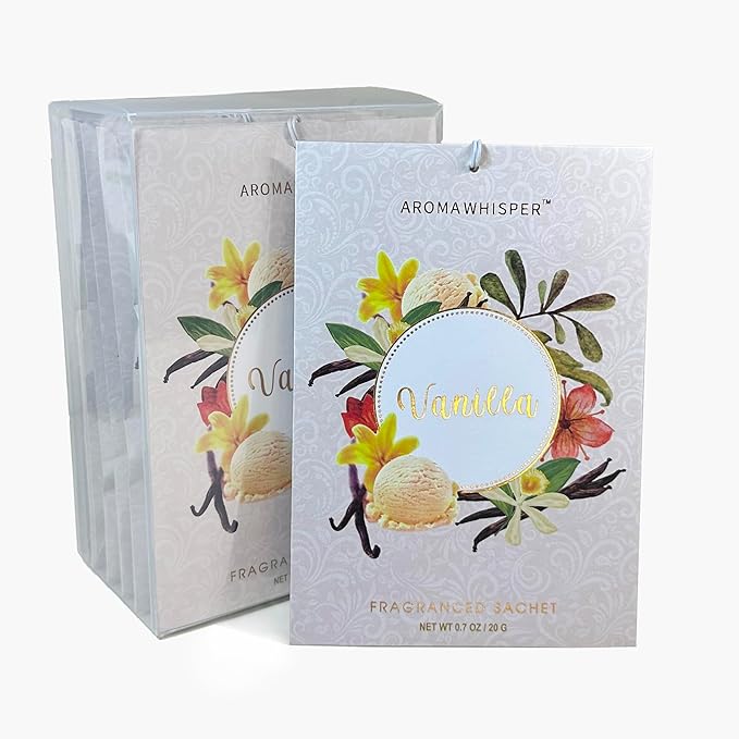 Vanilla Large Scented Sachets - 8 Pack, Long-Lasting Home Fragrance Sachet Bags, Large Fresh-Scented Packets, Sachets for Drawer and Closet