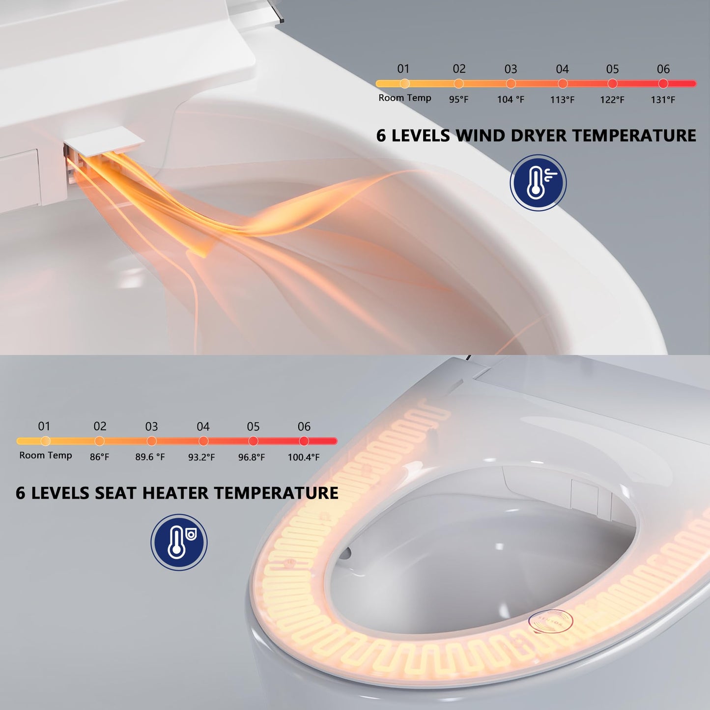 DeerValley Artistic Smart Toilet with Bidet Built in, Auto Open/Close Lid, Bubble Wash, Auto Dual Flush, Foam Shield, Pump-Assisted, Instant Warm Water, Heated Seat, Deodorization, ADA Comfort Height