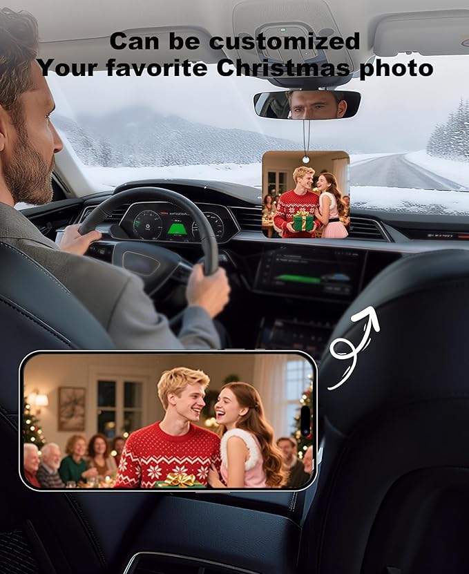Personalized Double-Sided Car Air Freshener - Custom Photos & Text - 100% Natural Biodegradable Cotton - Long-Lasting Fragrance - 20+ Scents for Car, Home, Gifts