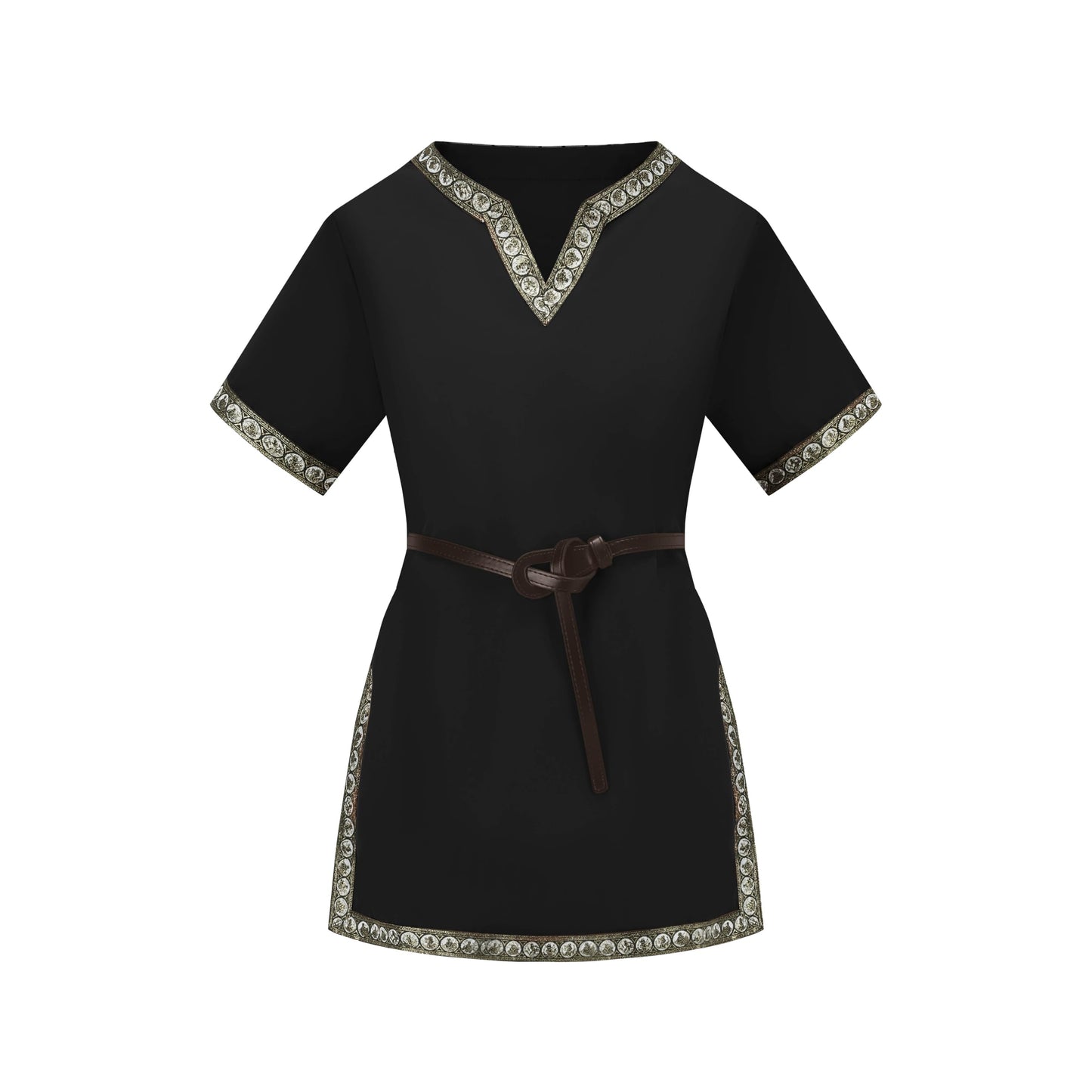 Emitory Boys Medieval Knight Costume Kids Tunic Renaissance V Neck Shirt Viking Vintage Warrior Halloween Tops
