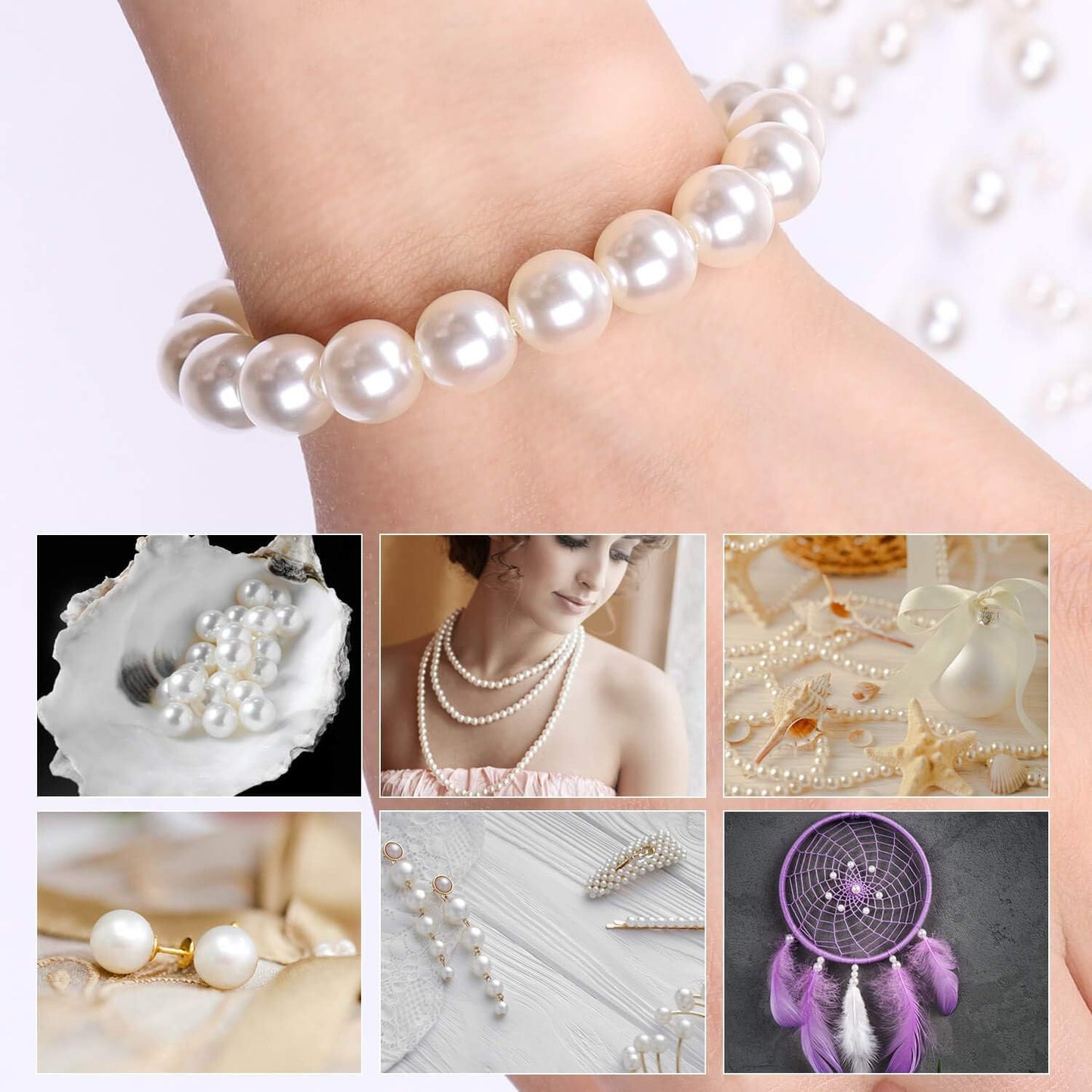 Pearl Beads, Anezus 800pcs Ivory Pearl Craft Beads Loose Pearls for Jewelry Making, Crafts, Decoration and Vase Filler (Assorted Sizes)