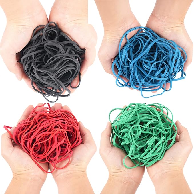Rubber Bands Garbage Can Bands 140 Pack Trash Can Rubber Bands Fits 8-33 Gallon size #117 Colored Large rubber band Heavy Duty Big Elastic Bands for Office Supplies File Folders Litter Box 7x1/8 inches
