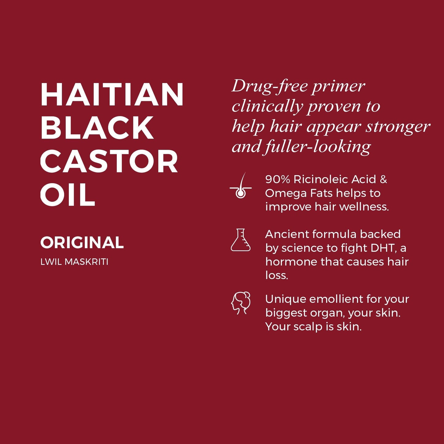 Kreyol Essence - Haitian Black Castor Oil for Skin and Hair, Glass Bottle - Fuller-Looking Hair, Pure, Hexane Free, Cold Pressed