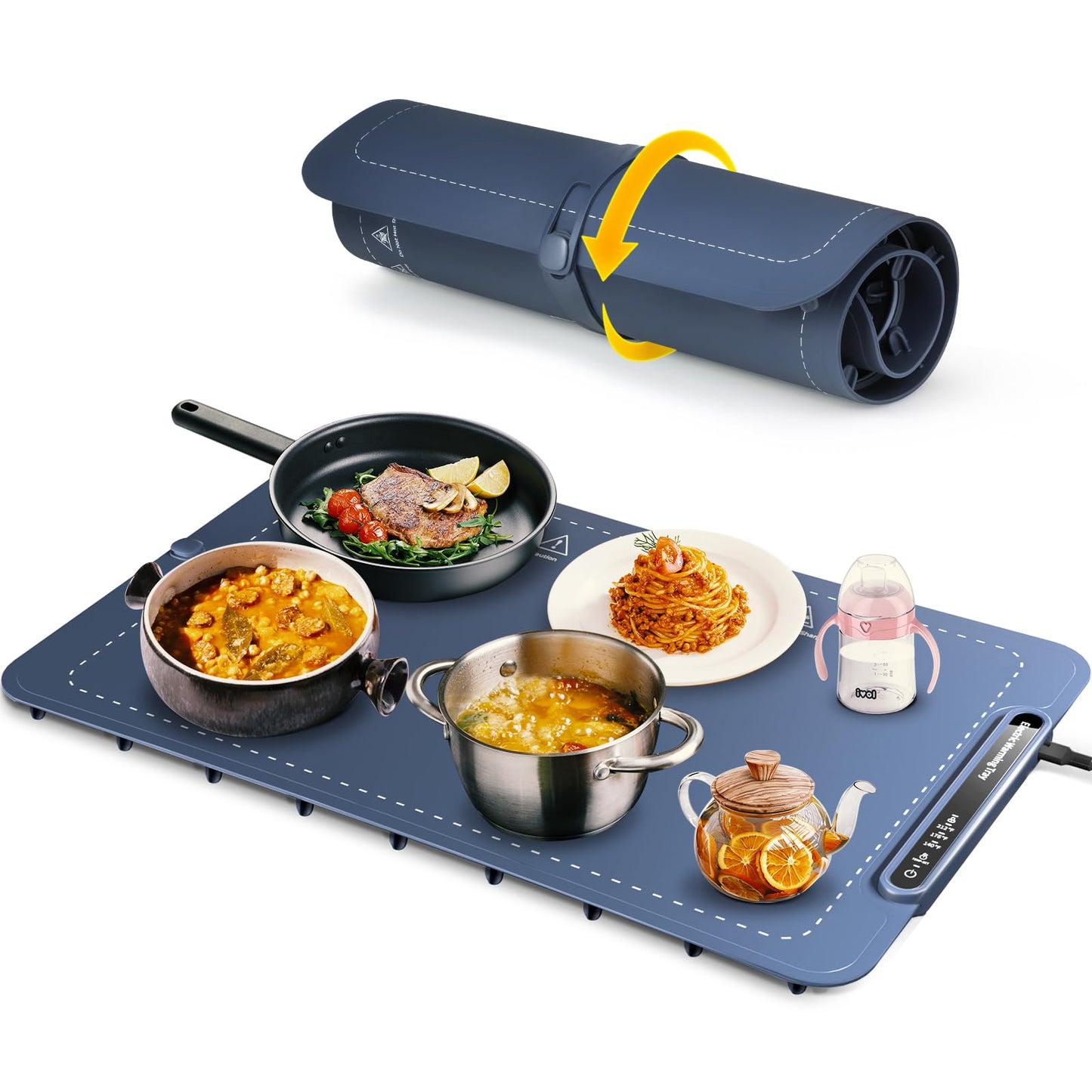 KEENSTAR Food Warming Mat with Full Surface Heating, Rollable & Portable Warming Tray for Food Warmer, Silicone Warmer for Parties, Family Gatherings, Holidays, Daily Use